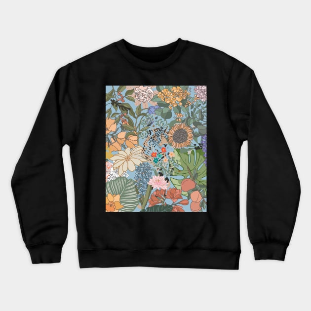 Floral Jungle Patterns Crewneck Sweatshirt by casualism